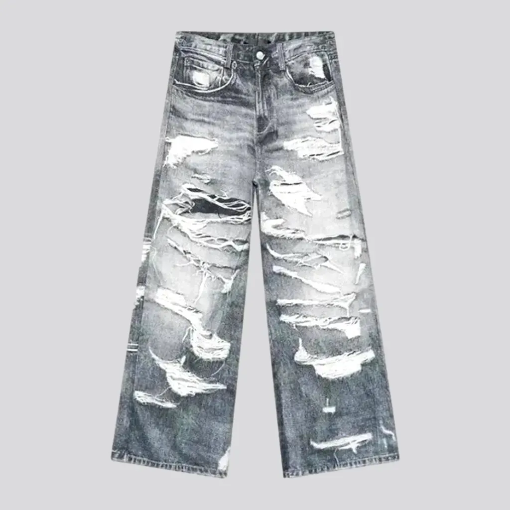 Distressed baggy style jeans for men