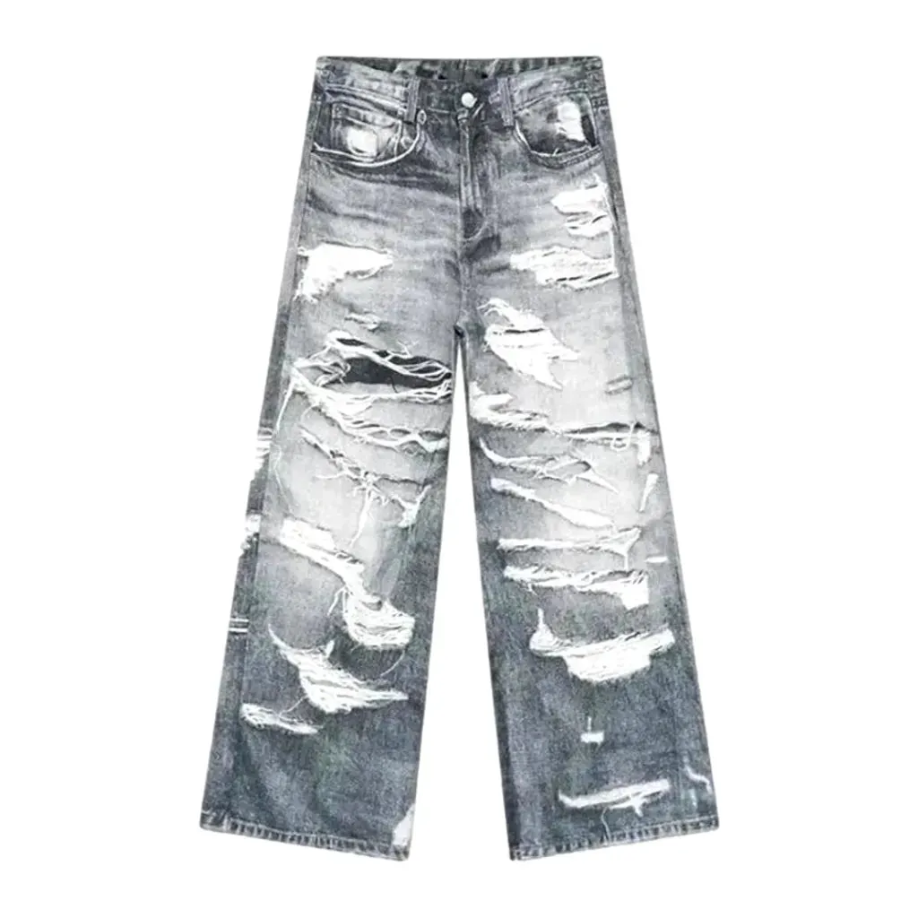 Distressed baggy style jeans for men