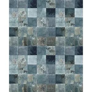 Distressed Blue Tile Printed Backdrop