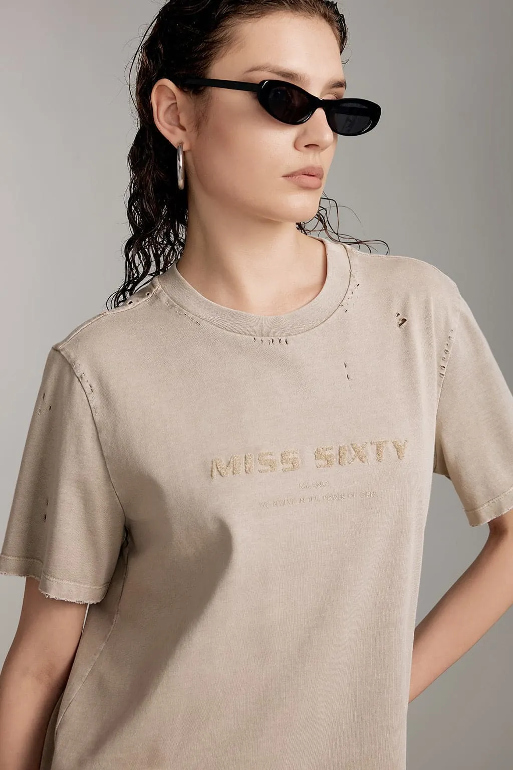 Distressed Crew Neck T-Shirt