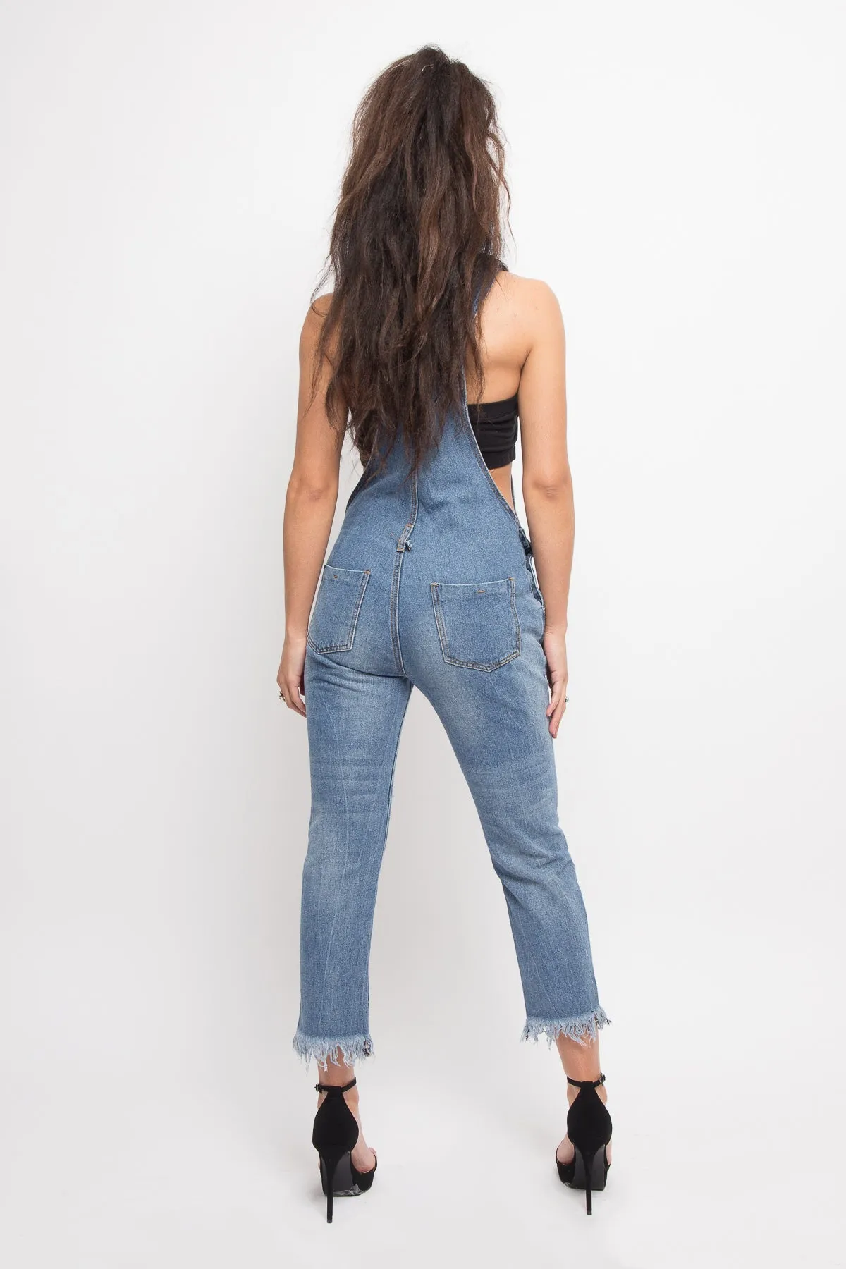 Distressed Denim Overall