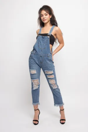 Distressed Denim Overall