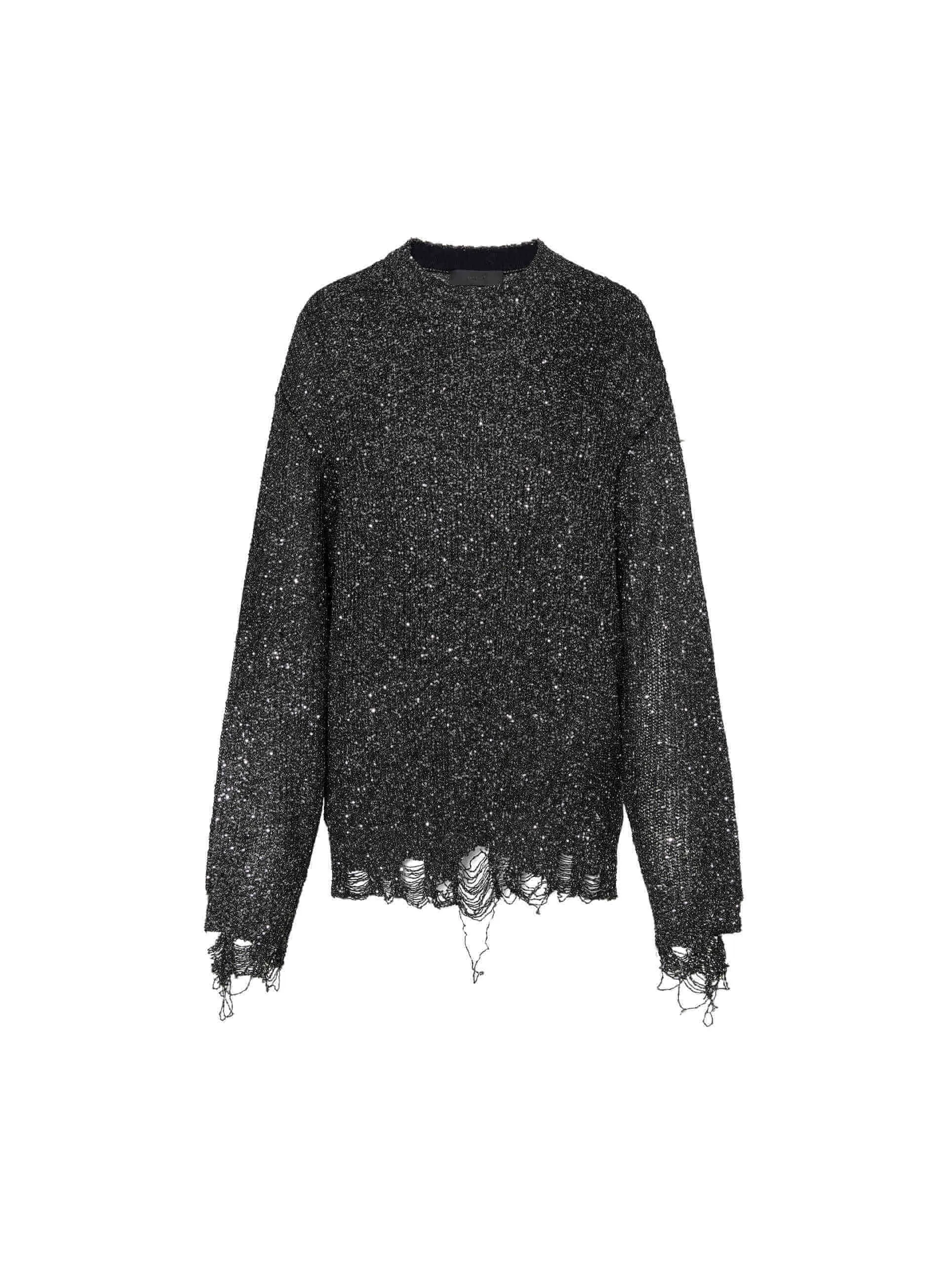 Distressed Detail Sequins Sweater