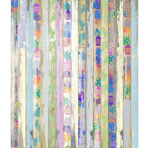 Distressed Easter Egg Planks Printed Backdrop