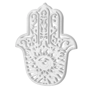 Distressed Hamsa Hand Palm Eye Medallion Boho Wall Accent - 9.5"x11.5"