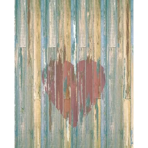 Distressed Heart Planks Printed Backdrop