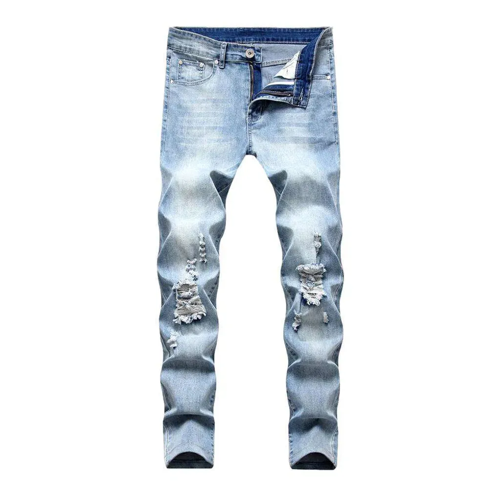 Distressed knees skinny men's jeans