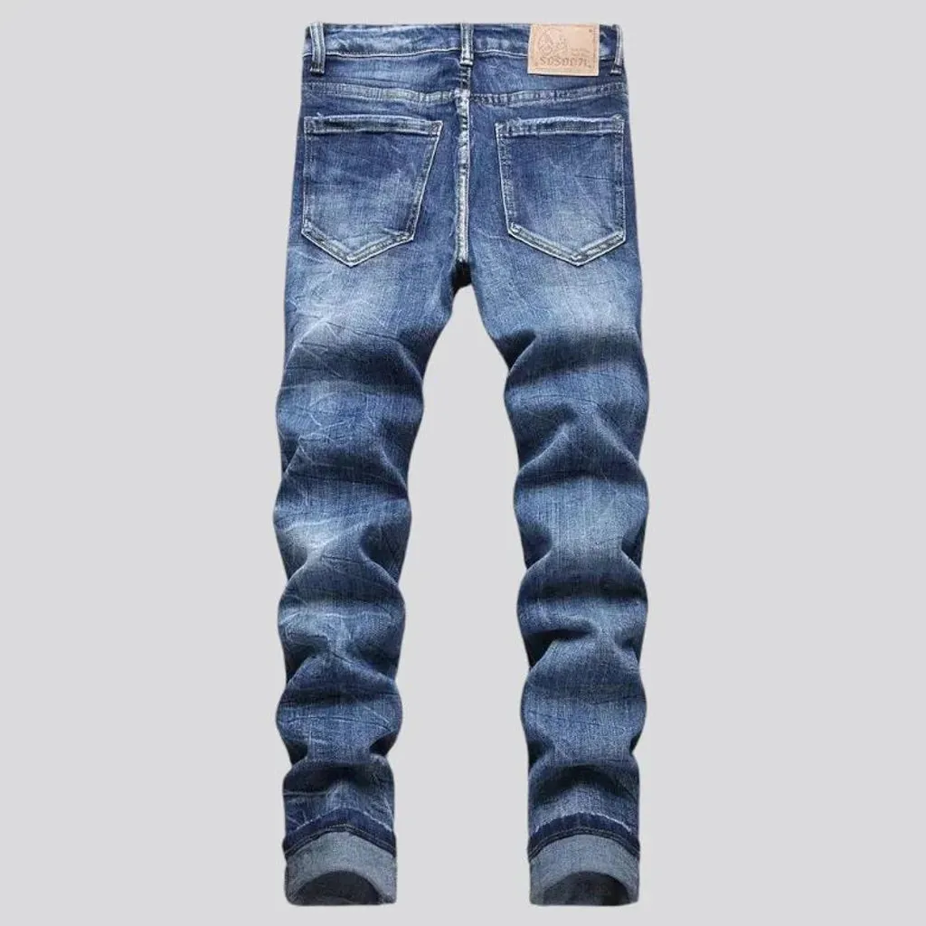 Distressed skinny fit men's jeans