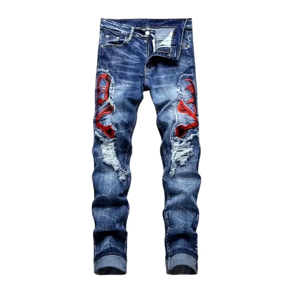 Distressed skinny fit men's jeans