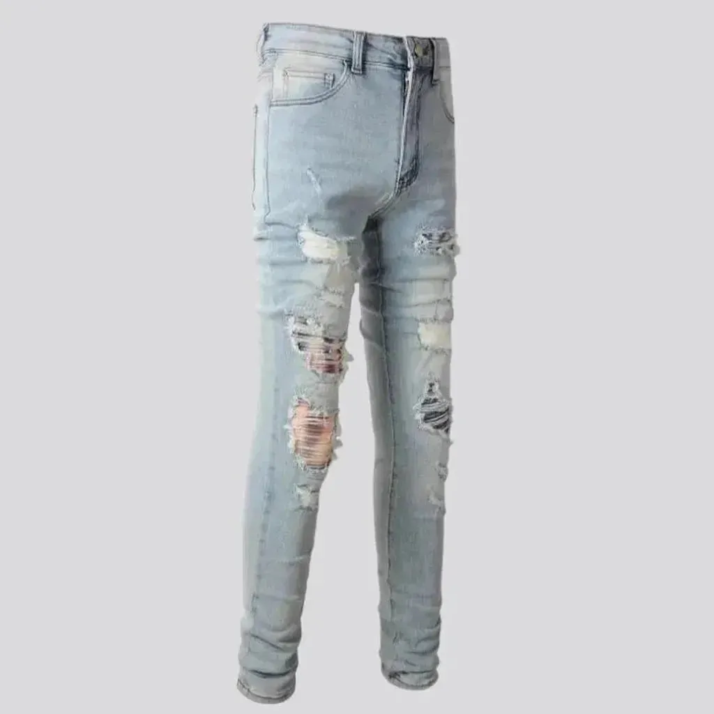 Distressed skinny jeans
 for men