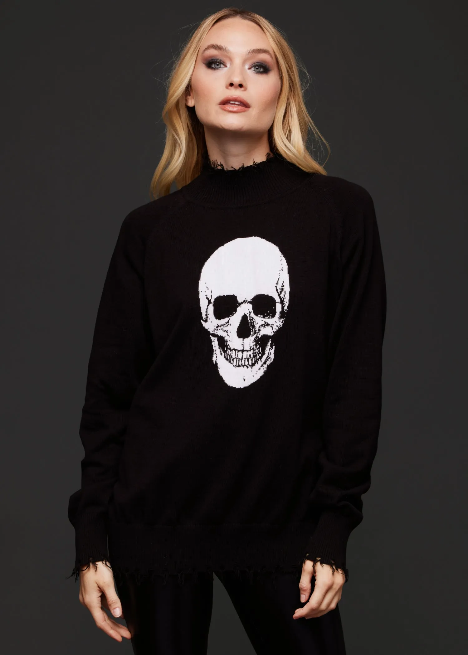 Distressed Skull Knit Sweater