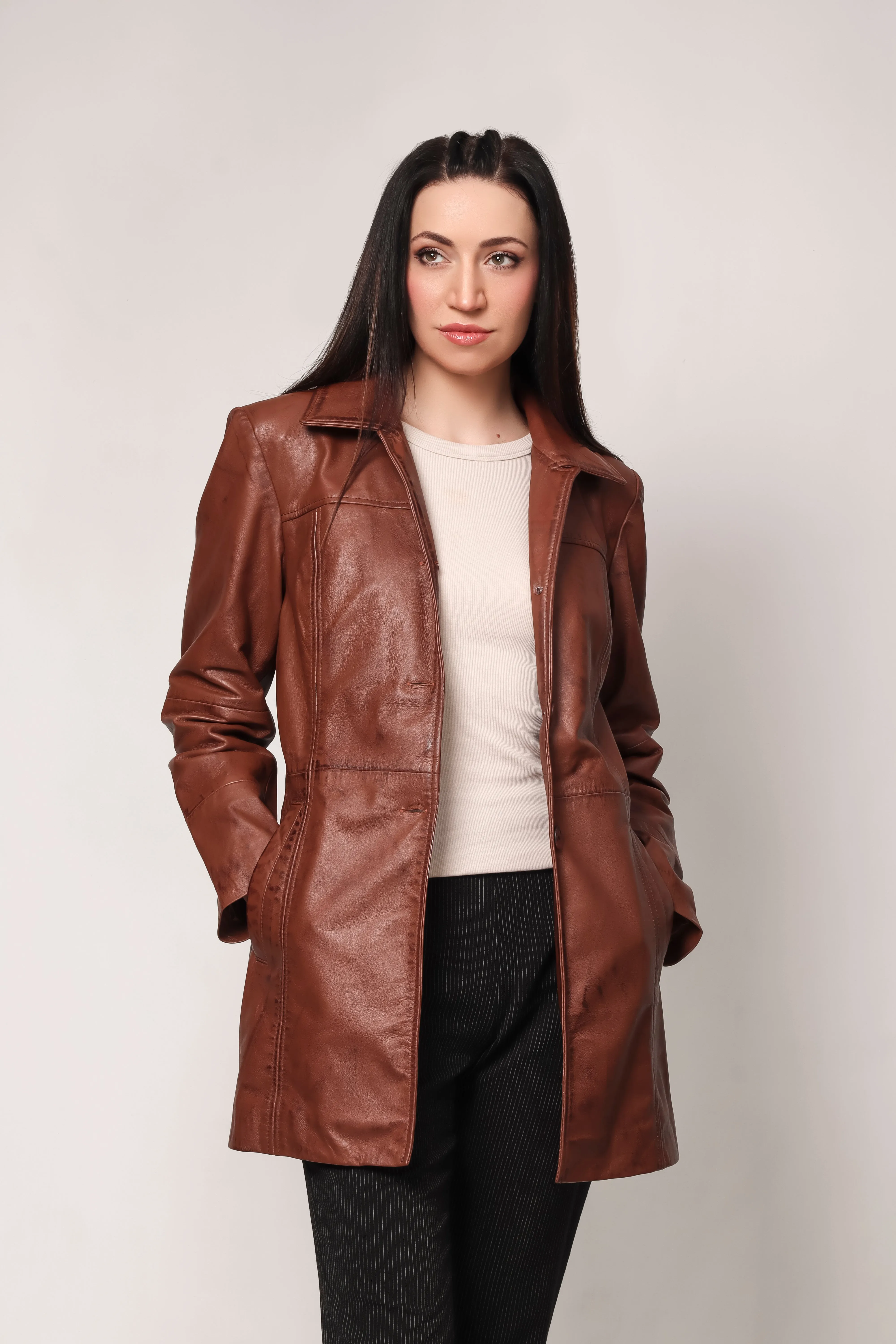 Distressed Vintage Brown Sheep Leather Blazer