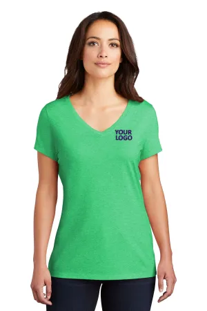 District Made Ladies Perfect Tri V-Neck Tee's, Green Frost