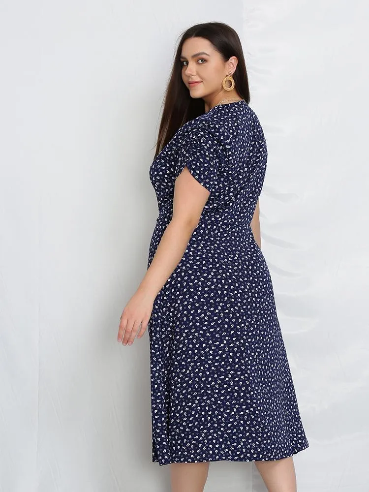 Ditsy Button Up Split Dress