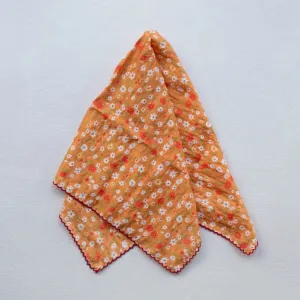 Ditsy Floral Print Square Scarf in Orange