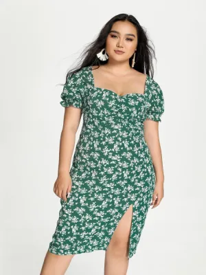 Ditsy Floral Split Hem Dress