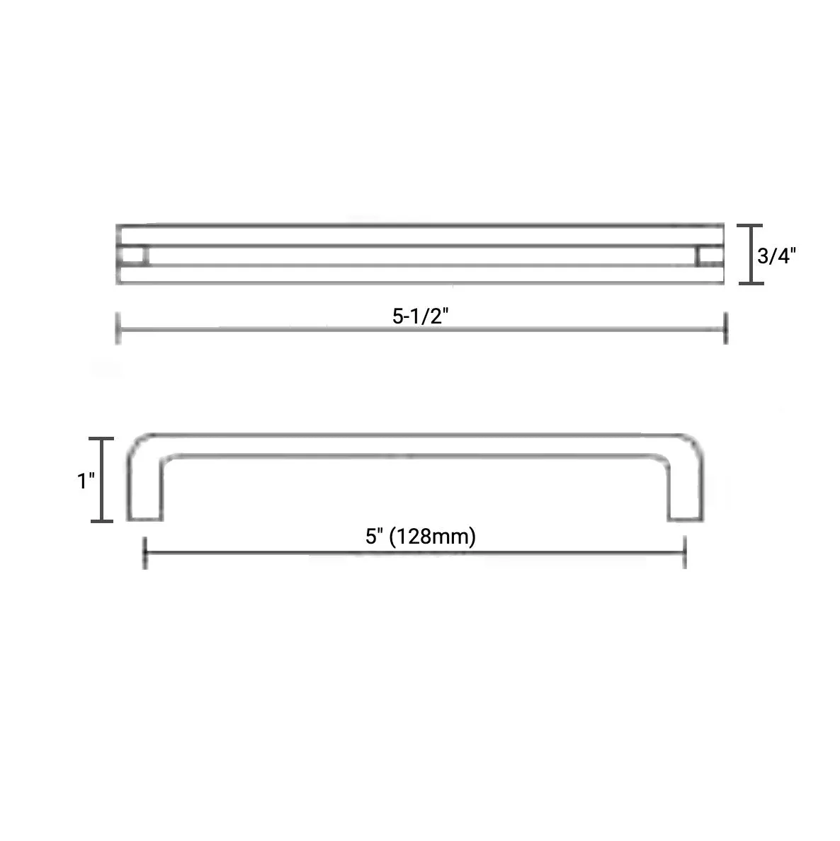 Diversa Limited Edition Matte Black 5" (128mm) Reveal Cabinet Drawer Pull - 10 PACK