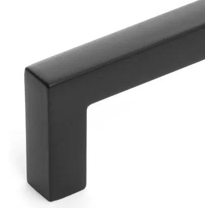 Diversa Matte Black 3-3/4" (96mm) Square Edge Solid Cabinet Bar Pull