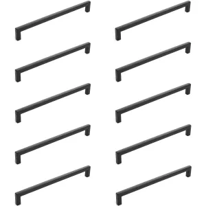 Diversa Matte Black 7-1/2" (192mm) Square Edge Solid Cabinet Bar Pull - 10 PACK