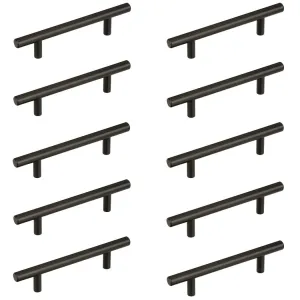 Diversa Matte Black Euro Style 3-3/4" (96mm) Cabinet Bar Pull - 10 PACK