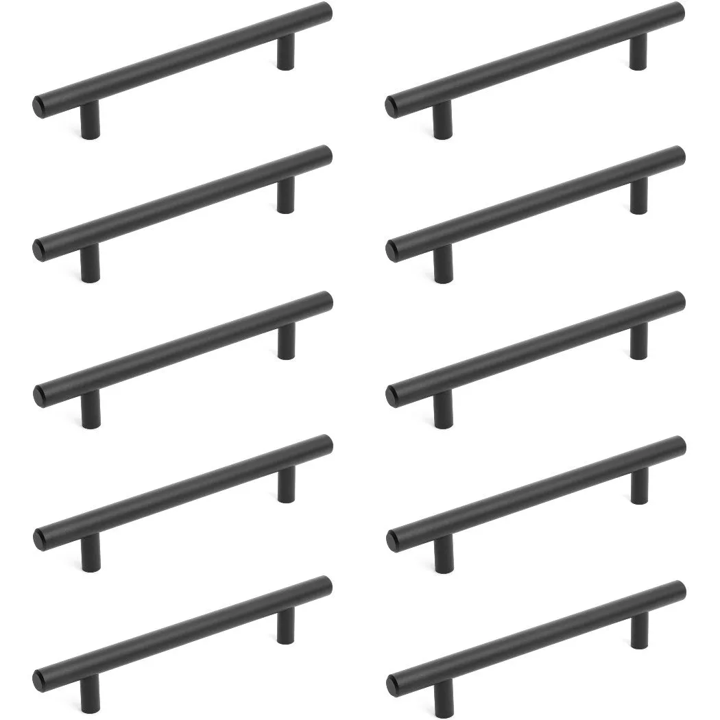 Diversa Matte Black Euro Style 5" (128mm) Cabinet Bar Pull - 10 PACK