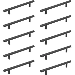 Diversa Matte Black Euro Style 5" (128mm) Cabinet Bar Pull - 10 PACK