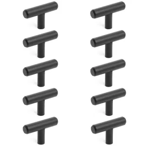 Diversa Matte Black Euro Style T-Bar Cabinet Knob - 10 Pack