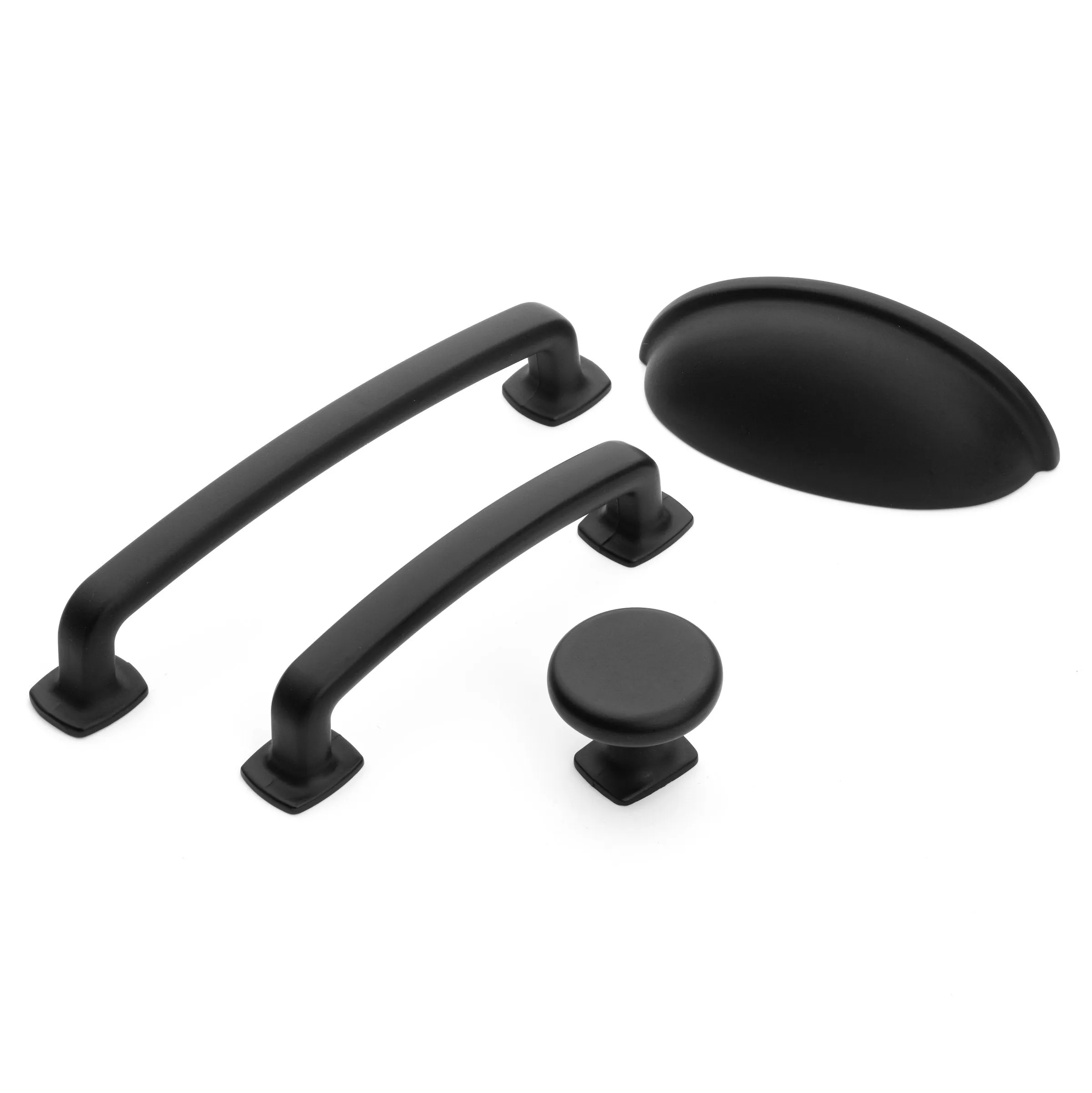 Diversa Matte Black Trinity 3-3/4" (96mm) Cabinet Drawer Pull - 10 PACK