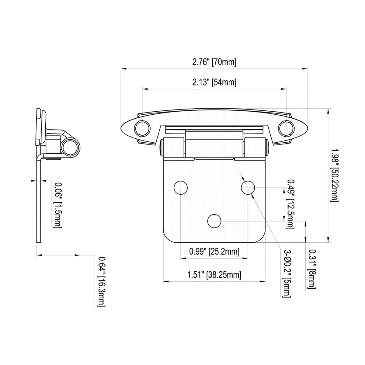 Diversa Variable Overlay Matte Black Cabinet Hinges (Pair)