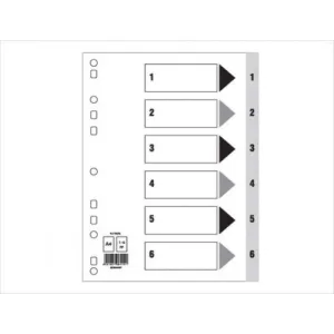 Divider (1-6) Pvc A4 Gray