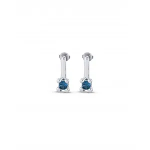 Divine Medium Silver Plated Blue Zirconia Earrings PEN0952AZUMTL