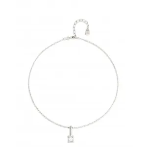 Divine Silver Plated Chain Central White Zirconia Necklace COL1916BLNMTL