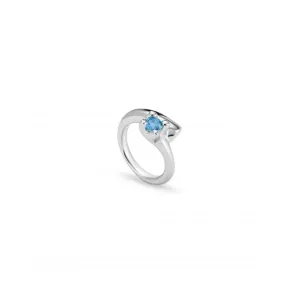 Divine Sterling Silver Plated Blue Zirconia Ring