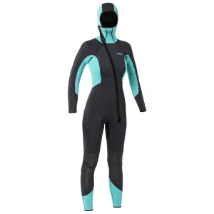 Diving wetsuit SCD 100 neoprene 5 mm women's gray/blue SUBEA charcoal/blue gray