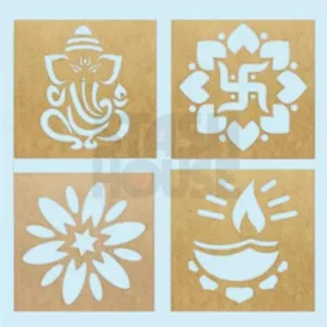 Diwali Rangoli Stencil Set of 4 (4x4 Inch) – Traditional Festival Floor Décor