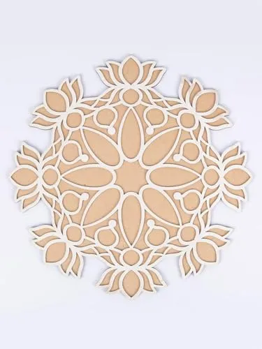 Diwali Rangoli Stencils, Rangoli Mat Gardenia, Rangoli Size - 12 Inch| | Reusable Diwali Decoration Items for Home Décor