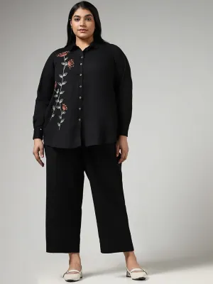 Diza Black Floral Embroidered Tunic