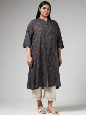 Diza Blue Floral Printed Kurta