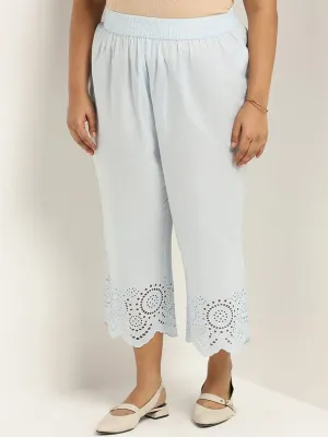 Diza Light Blue Cotton Cutwork Pants