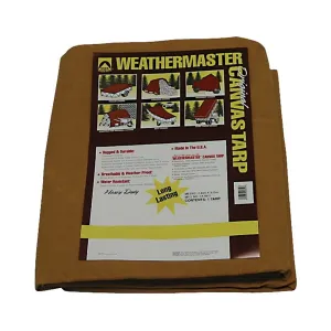 DIZE Weathermaster CA1020D Tarpaulin, 20 ft L, 10 ft W, Canvas, Tan