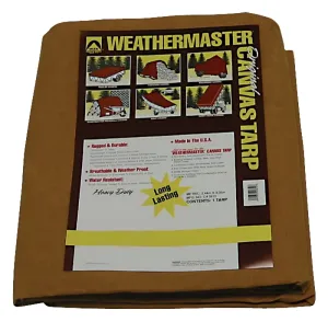 Dize Weathermaster CA1224D Tarpaulin, 24 ft L, 12 ft W, Canvas, Tan :EA: QUANTITY: 1