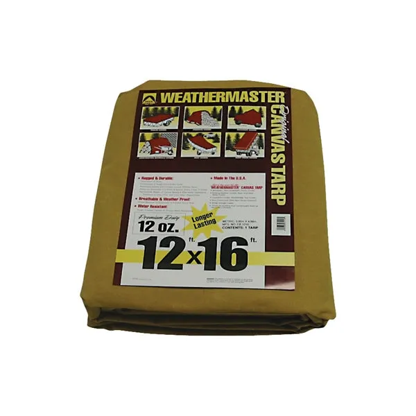 DIZE Weathermaster CB1216D Tarpaulin, 16 ft L, 12 ft W, Canvas, Tan