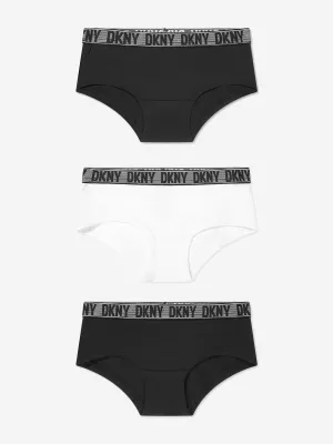 DKNY Girls 3 Pack Hipster Knickers Set in Black