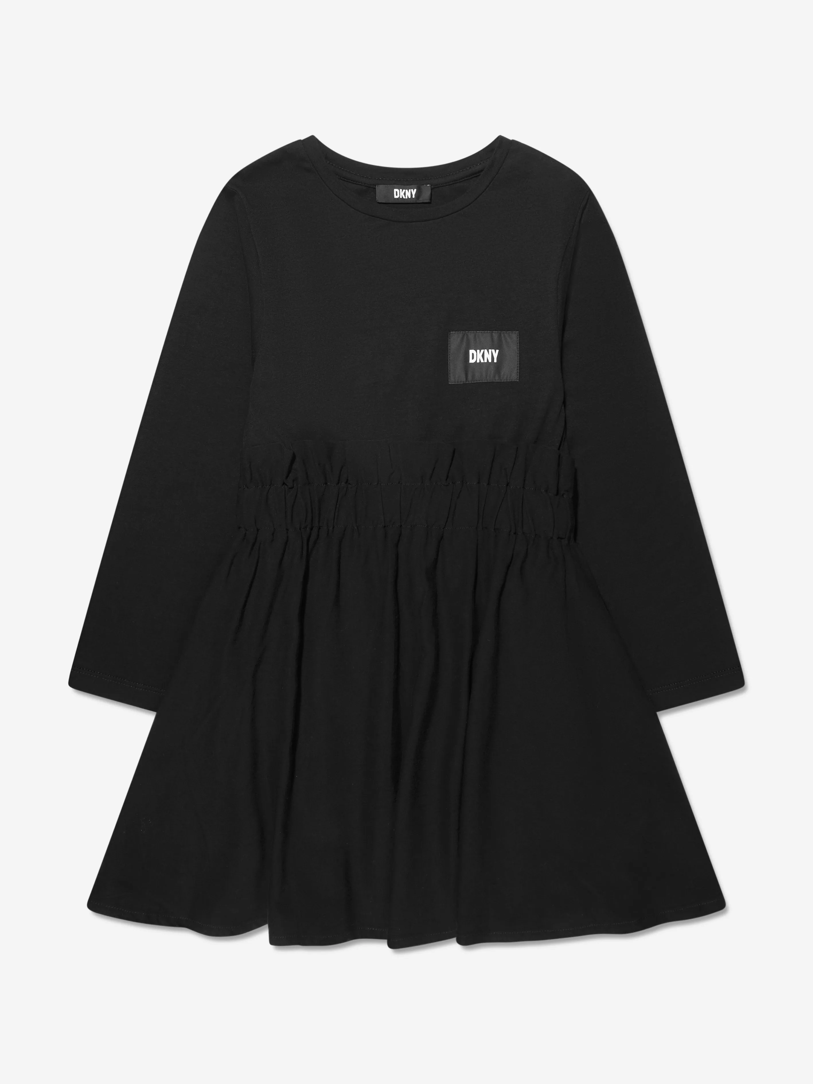 DKNY Girls Bi-Material Dress in Black