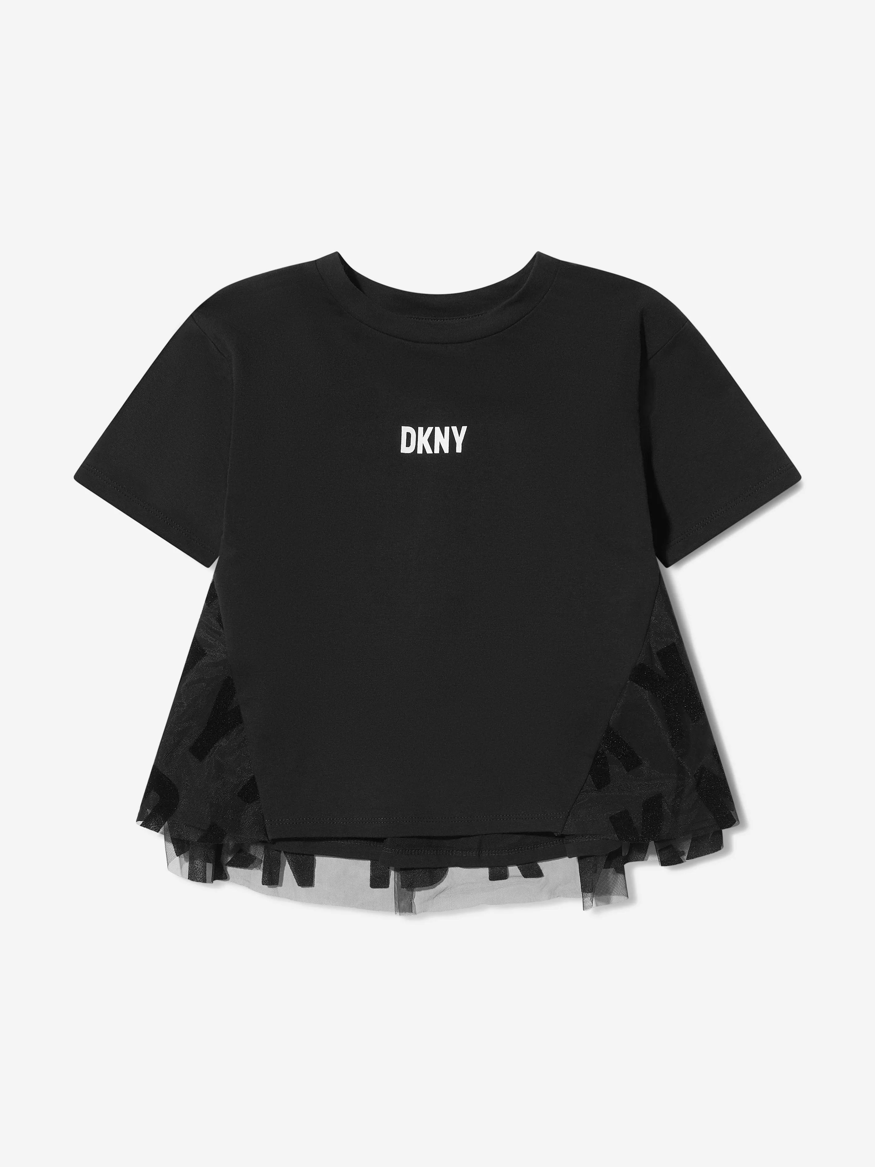 DKNY Girls Fleece And Tulle Logo T-Shirt