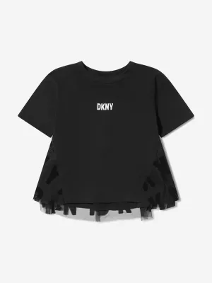 DKNY Girls Fleece And Tulle Logo T-Shirt