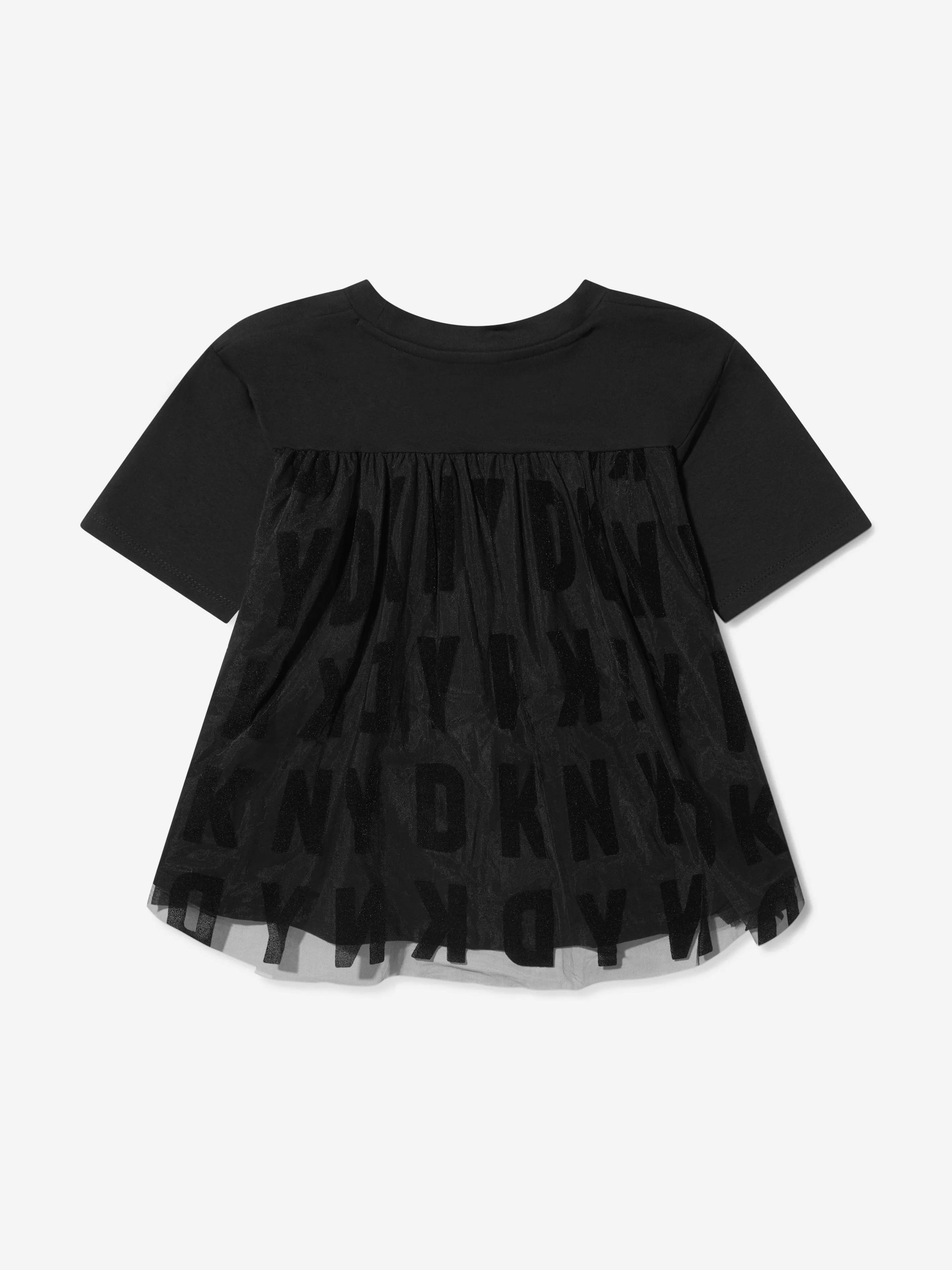 DKNY Girls Fleece And Tulle Logo T-Shirt