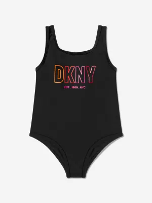 DKNY Girls Logo Swimming Costume in Black