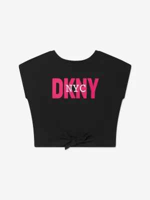 DKNY Girls Organic Cotton Cropped T-Shirt in Black