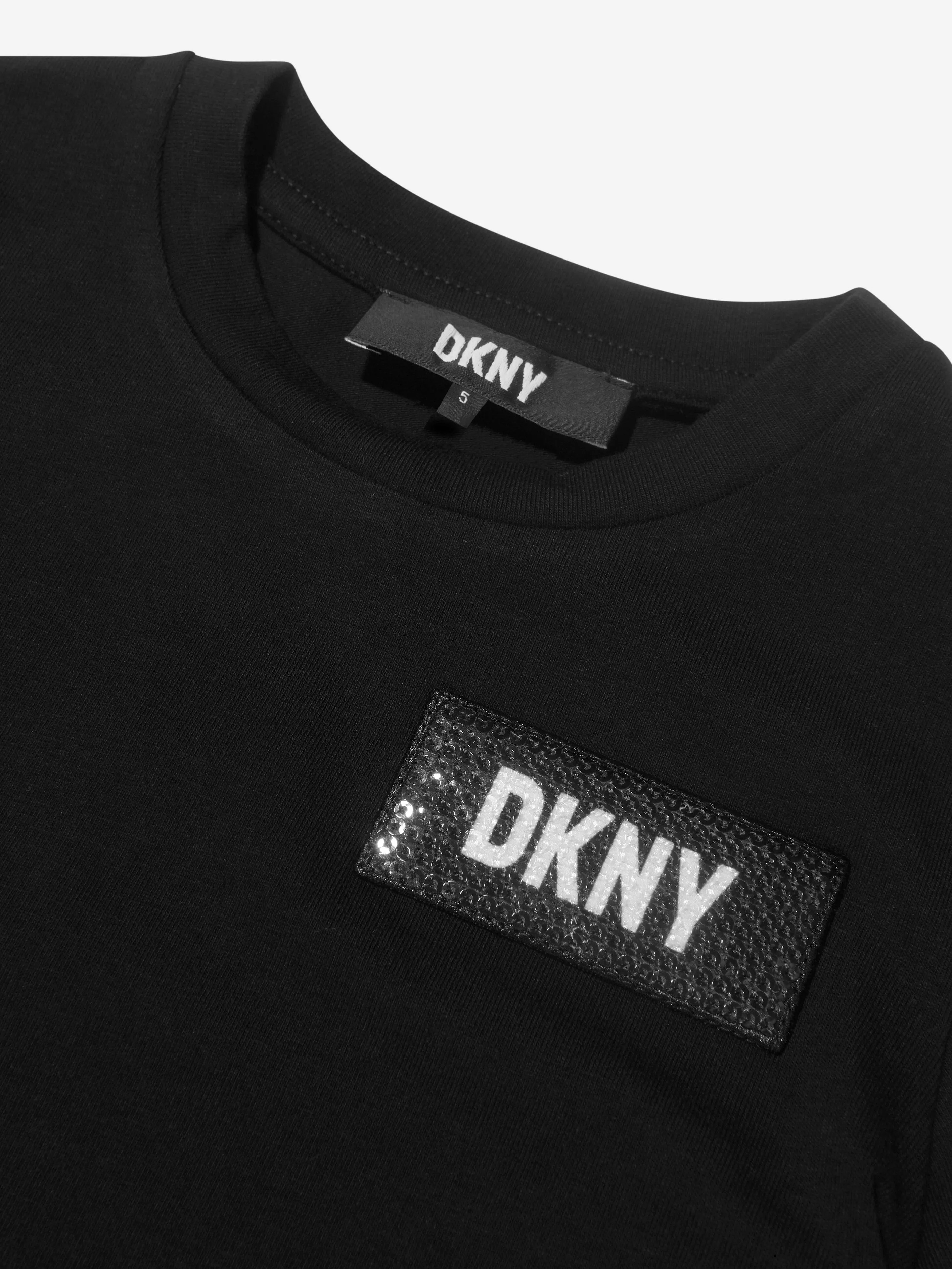 DKNY Girls Organic Cotton Sequin Logo T-Shirt